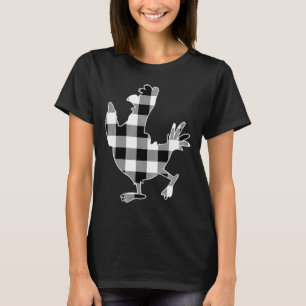 Chicken Black & White Buffalo Plaid Merry Chri T-Shirt