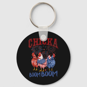 Chicken Boom Boom Funny Patriotic Chicka 4th Of Ju Key Ring