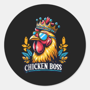 Chicken Boss With Crown Classic Round Sticker