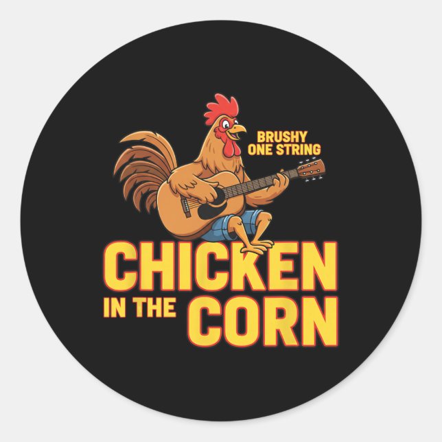 Chicken Brushy One String, Chicken  Classic Round Sticker (Front)