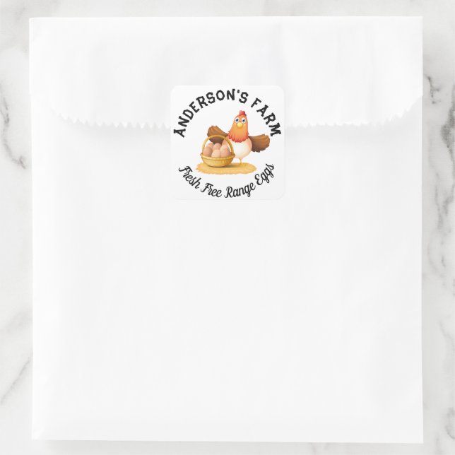 Chicken Business Funny Custom Family Farm Egg Square Sticker (Bag)