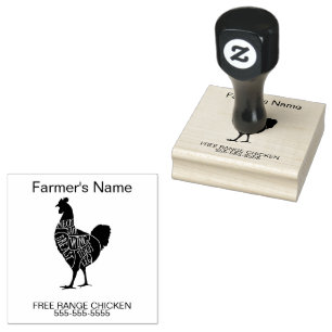 chicken butcher egg meat free range farm  rubber stamp