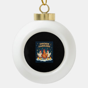 Chicken Carolers Ceramic Ball Christmas Ornament