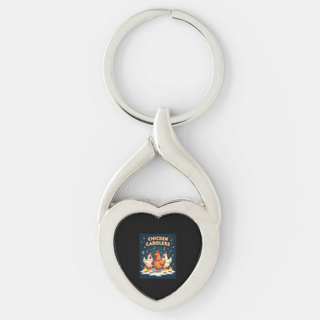 Chicken Carolers Key Ring (Front)