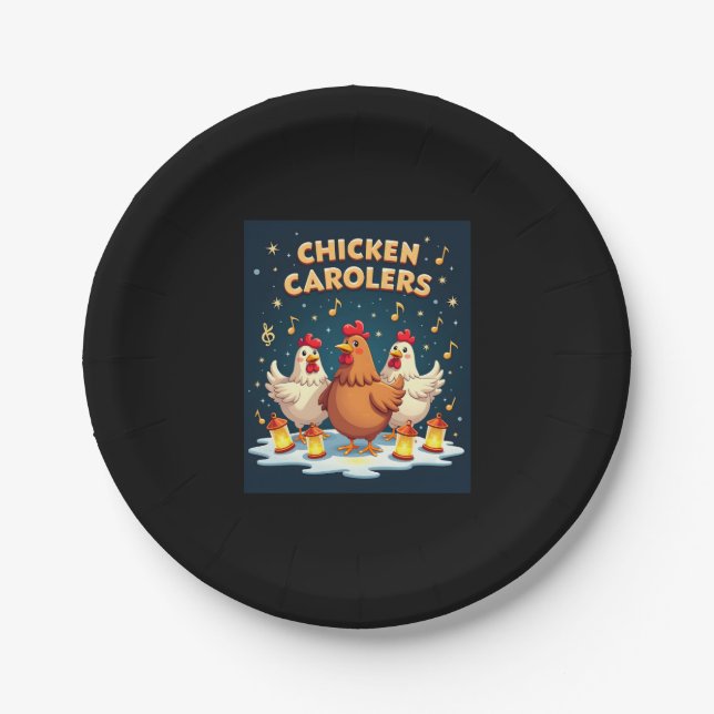 Chicken Carolers Paper Plate (Front)