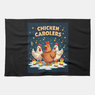 Chicken Carolers Tea Towel