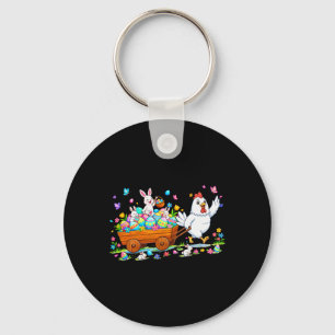 Chicken Carrying Bunnies Easter Chocolate Eggs Col Key Ring