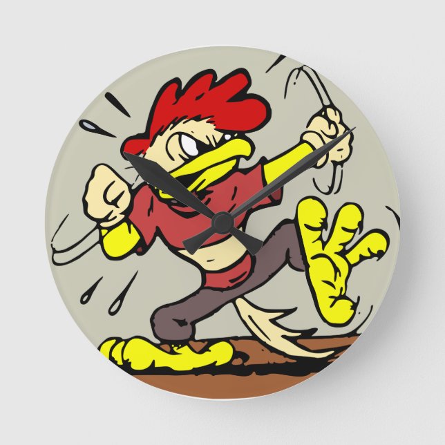 Chicken Cartoon Round Clock (Front)