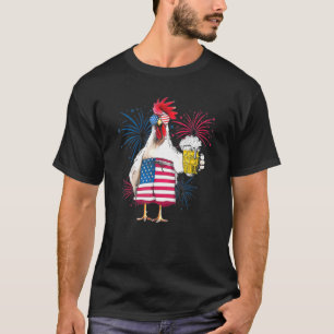 Chicken Cheer Beer American Flag Fireworks - Chick T-Shirt