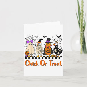 Chicken Chick Or Treat Funny Halloween Costume Far Card
