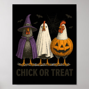Chicken Chick Or Treat Funny Halloween Costume Far Poster