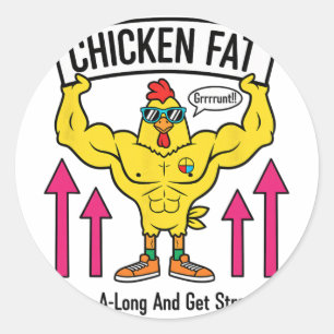 Chicken Chicken Fat Muscle Rooster, Sing-a-long An Classic Round Sticker