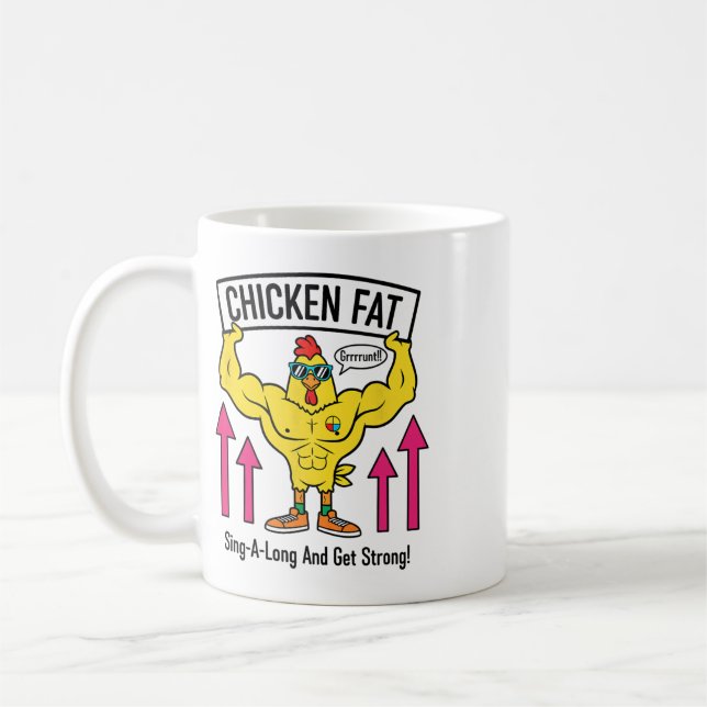 Chicken Chicken Fat Muscle Rooster, Sing-a-long An Coffee Mug (Left)