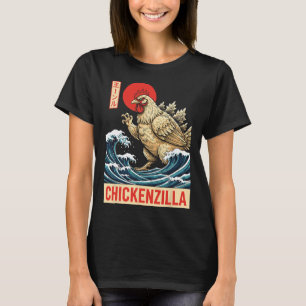 Chicken, Chickenzilla Japanese Wave Rooster Art T-Shirt