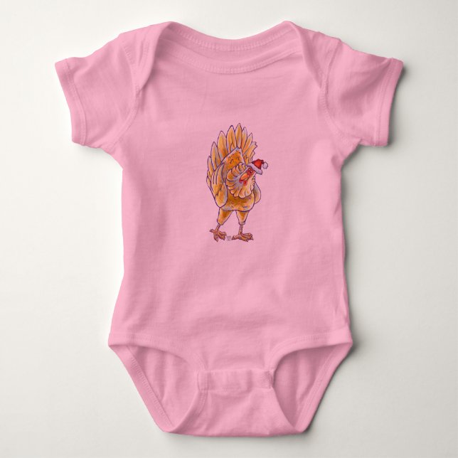 Chicken Christmas Baby Bodysuit (Front)