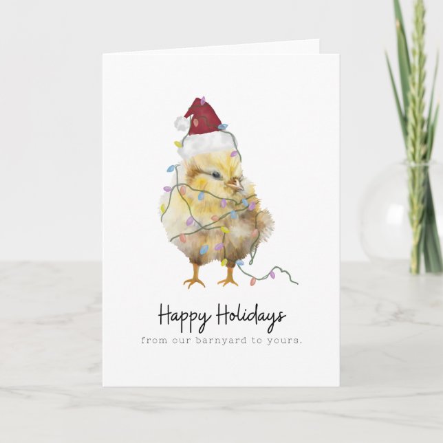 Chicken Christmas baby chick blank card (Front)