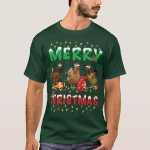 Chicken Christmas Fairy Lights Merry Xmas Chicken T-Shirt