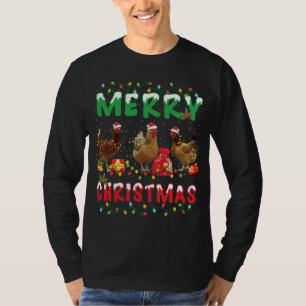 Chicken Christmas Fairy Lights Merry Xmas Chicken T-Shirt