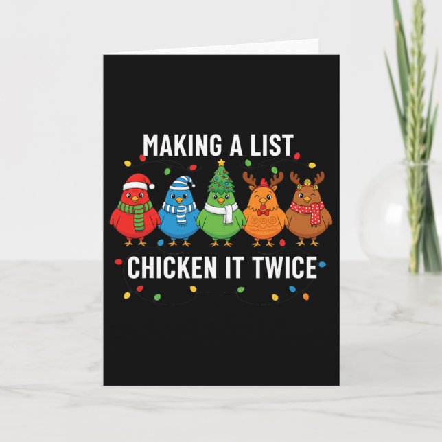Chicken Christmas, Hen Squad Checking The List Twi Card (Front)