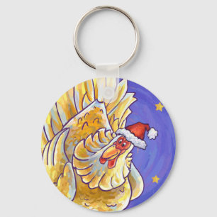 Chicken Christmas Key Ring