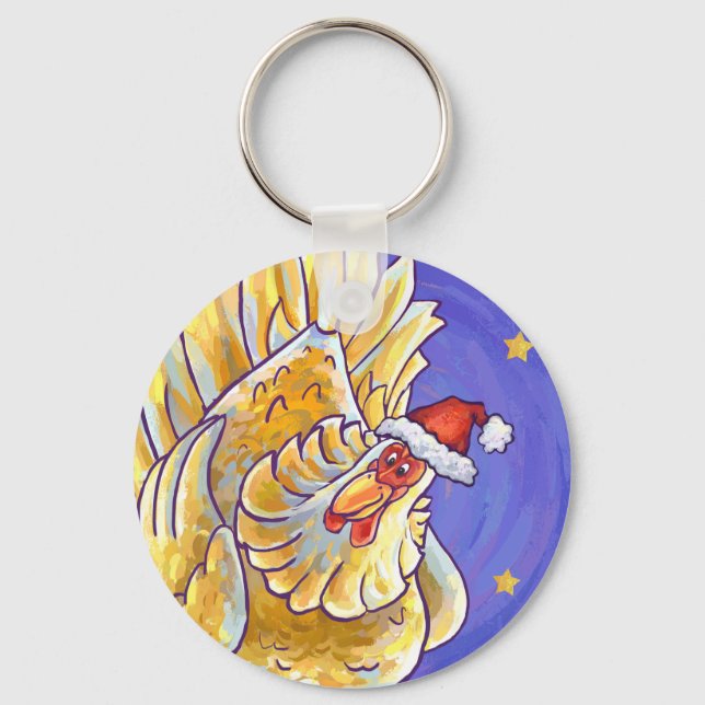 Chicken Christmas Key Ring (Front)