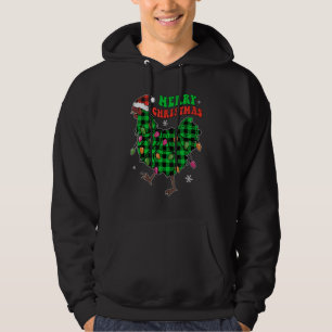 Chicken Christmas Lights Buffalo Plaid Farmer Chic Hoodie