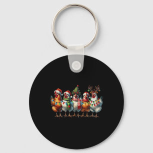 Chicken Christmas Lights Farm Animal Cute Xmas Hol Key Ring