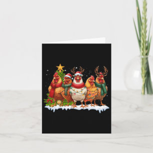 Chicken Christmas Lights Farm Animal Cute Xmas Men Card