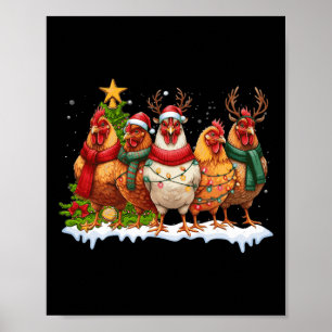 Chicken Christmas Lights Farm Animal Cute Xmas Men Poster