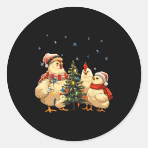 Chicken Christmas Lights Farm Animal Funny Xmas Me Classic Round Sticker