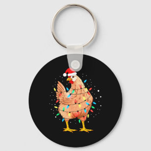 Chicken Christmas Lights Farm Animal Funny Xmas Me Key Ring