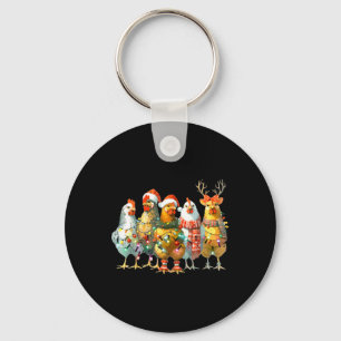 Chicken Christmas Lights Farm Animal Holiday  Key Ring