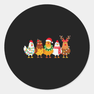 Chicken Christmas Lights Farm-girl Animal Lover Ro Classic Round Sticker