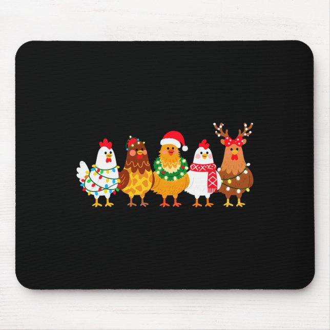 Chicken Christmas Lights Farm-girl Animal Lover Ro Mouse Pad (Front)