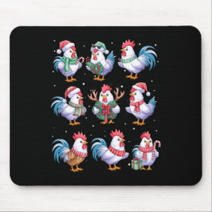 Chicken Christmas Lights Funny Chickens Lover Anim Mouse Pad