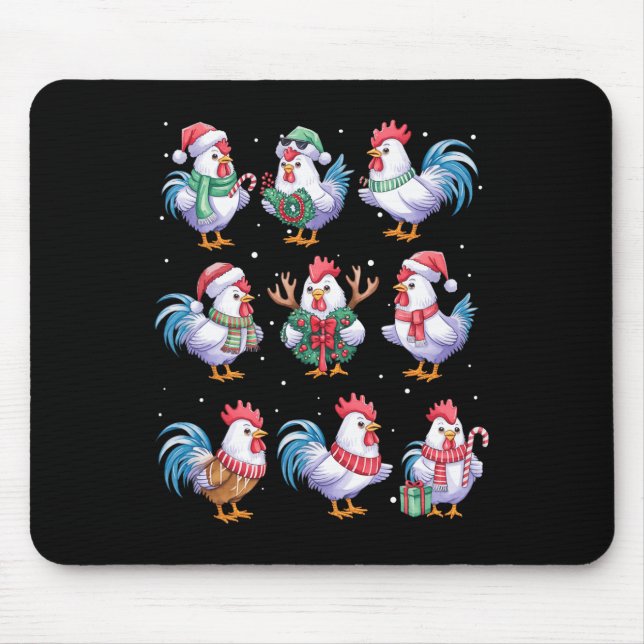 Chicken Christmas Lights Funny Chickens Lover Anim Mouse Pad (Front)
