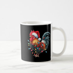 Chicken Christmas Lights Funny Santa Hat Merry Xma Coffee Mug