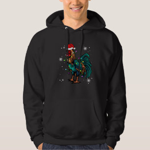 Chicken Christmas Lights Led  Santa Hat Christmas Hoodie