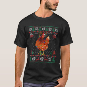 Chicken Christmas Lights Reindeer Santa Hat Ugly S T-Shirt
