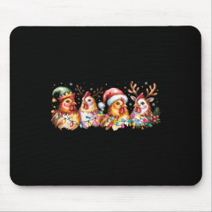 Chicken Christmas Lights Santa Hat Farm Animals He Mouse Pad