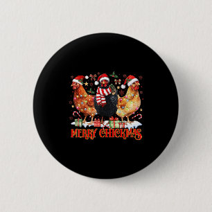 Chicken Christmas Merry Chickmas Santa Claus Hat F 6 Cm Round Badge