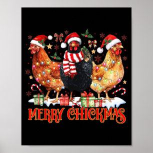 Chicken Christmas Merry Chickmas Santa Claus Hat F Poster