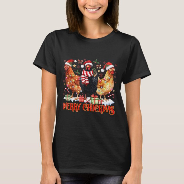 Chicken Christmas Merry Chickmas Santa Claus Hat F T-Shirt (Front)