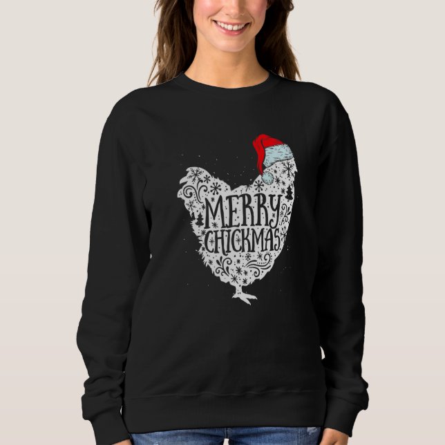 Chicken Christmas Merry Chickmas Santa Claus Hat   Sweatshirt (Front)
