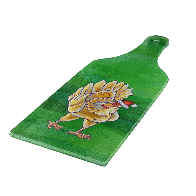 Chicken Christmas On Green Cutting Board (Corner)