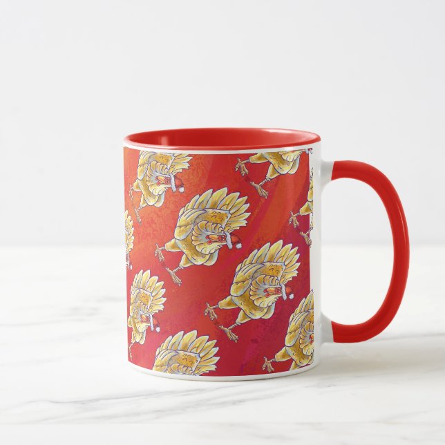 Chicken Christmas On Red Mug (Right)