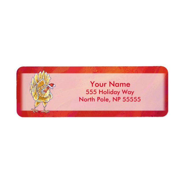 Chicken Christmas On Red Return Address Label (Front)