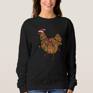Chicken Christmas Santa  Christmas Lights Chicken Sweatshirt