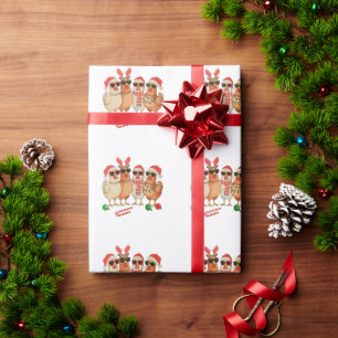 Chicken Christmas Santa Hat Farm Family Xmas Wrapping Paper