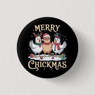 Chicken Christmas Santa Hat Merry Chickmas Farm 3 Cm Round Badge